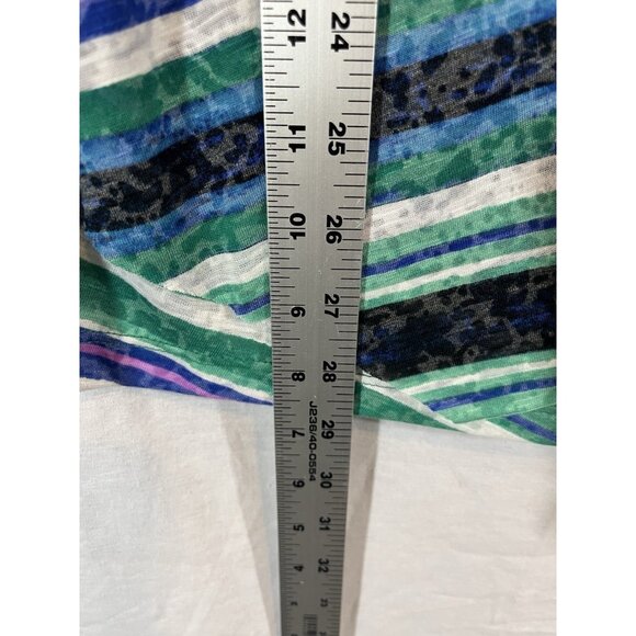 Catherines Women's 22/24WP Petite Green And Blue Striped Tank Blouse - Picture 5 of 6